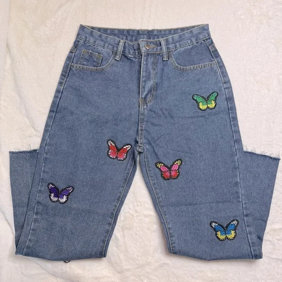 Empty Soda Butterfly 🦋 Blue Jeans, NWOT- size M - Picture 6 of 12